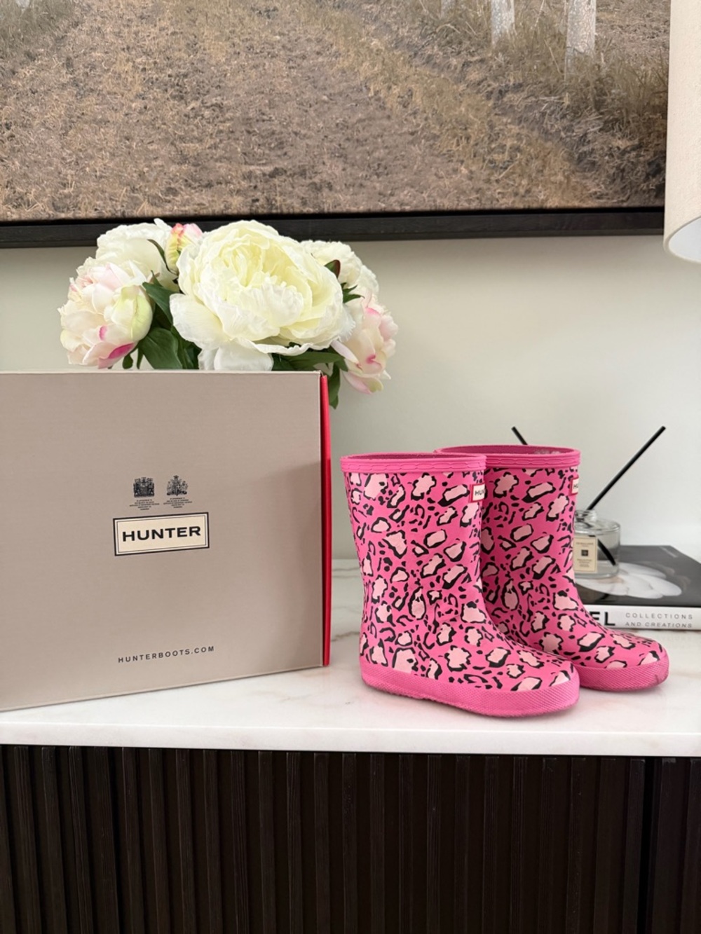 Hunter Bright Pink Kids Rain Boots